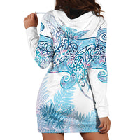Aotearoa Maori Koru Curves Hoodie Dress Aqua Paua Shell