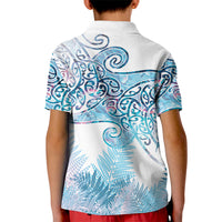 Aotearoa Maori Koru Curves Kid Polo Shirt Aqua Paua Shell LT7 - Polynesian Pride