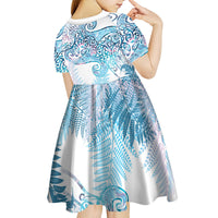 Aotearoa Maori Koru Curves Kid Short Sleeve Dress Aqua Paua Shell