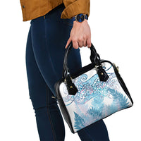 Aotearoa Maori Koru Curves Shoulder Handbag Aqua Paua Shell