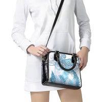 Aotearoa Maori Koru Curves Shoulder Handbag Aqua Paua Shell