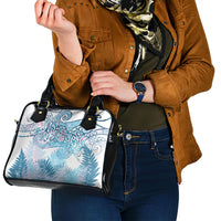 Aotearoa Maori Koru Curves Shoulder Handbag Aqua Paua Shell