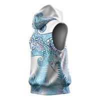 Aotearoa Maori Koru Curves Sleeveless Hoodie Aqua Paua Shell