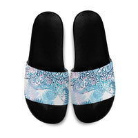 Aotearoa Maori Koru Curves Slide Sandals Aqua Paua Shell