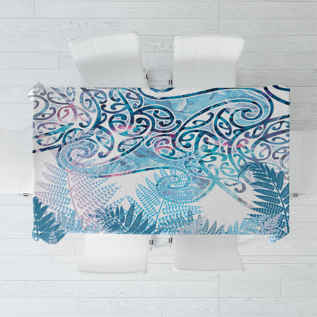 Aotearoa Maori Koru Curves Tablecloth Aqua Paua Shell LT7 Blue - Polynesian Pride