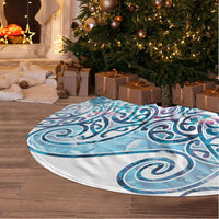 Aotearoa Maori Koru Curves Tree Skirt Aqua Paua Shell LT7 - Polynesian Pride