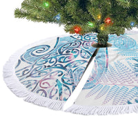 Aotearoa Maori Koru Curves Tree Skirt Aqua Paua Shell LT7 - Polynesian Pride