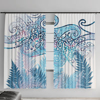 Aotearoa Maori Koru Curves Window Curtain Aqua Paua Shell