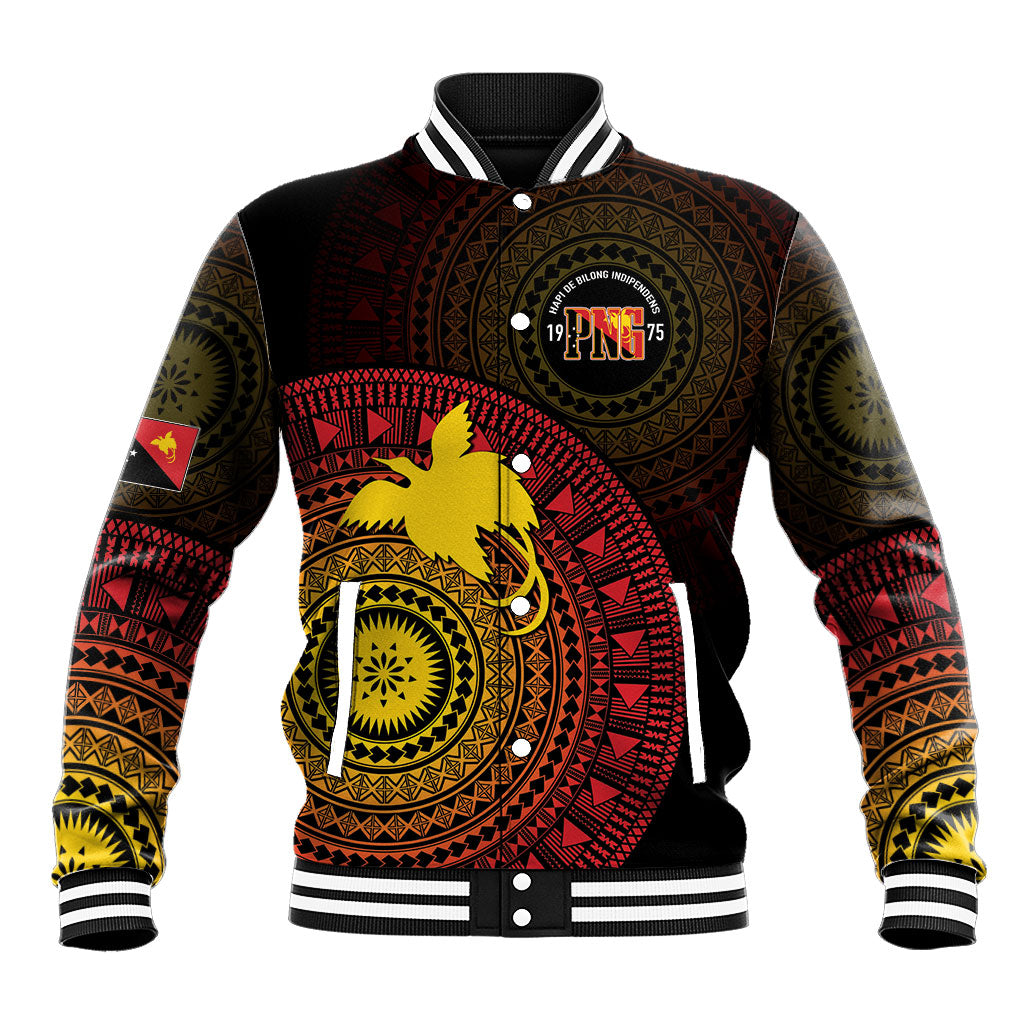 Papua New Guinea Independence Personalized Baseball Jacket Tapa Circle
