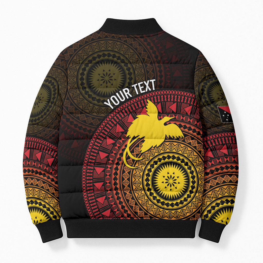 Papua New Guinea Independence Personalized Bomber Puffer Jacket Tapa Circle
