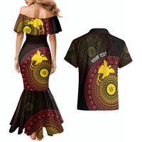 Papua New Guinea Independence Personalized Couples Matching Mermaid Dress and Hawaiian Shirt Tapa Circle LT7 - Polynesian Pride