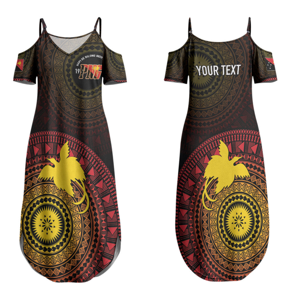 Papua New Guinea Independence Personalized Couples Matching Summer Maxi Dress and Hawaiian Shirt Tapa Circle LT7 - Polynesian Pride