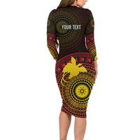 Papua New Guinea Independence Personalized Family Matching Long Sleeve Bodycon Dress and Hawaiian Shirt Tapa Circle LT7 - Polynesian Pride