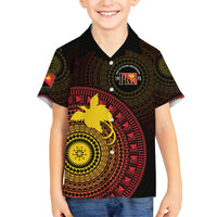 Papua New Guinea Independence Personalized Family Matching Off The Shoulder Long Sleeve Dress and Hawaiian Shirt Tapa Circle LT7 Son's Shirt Black - Polynesian Pride