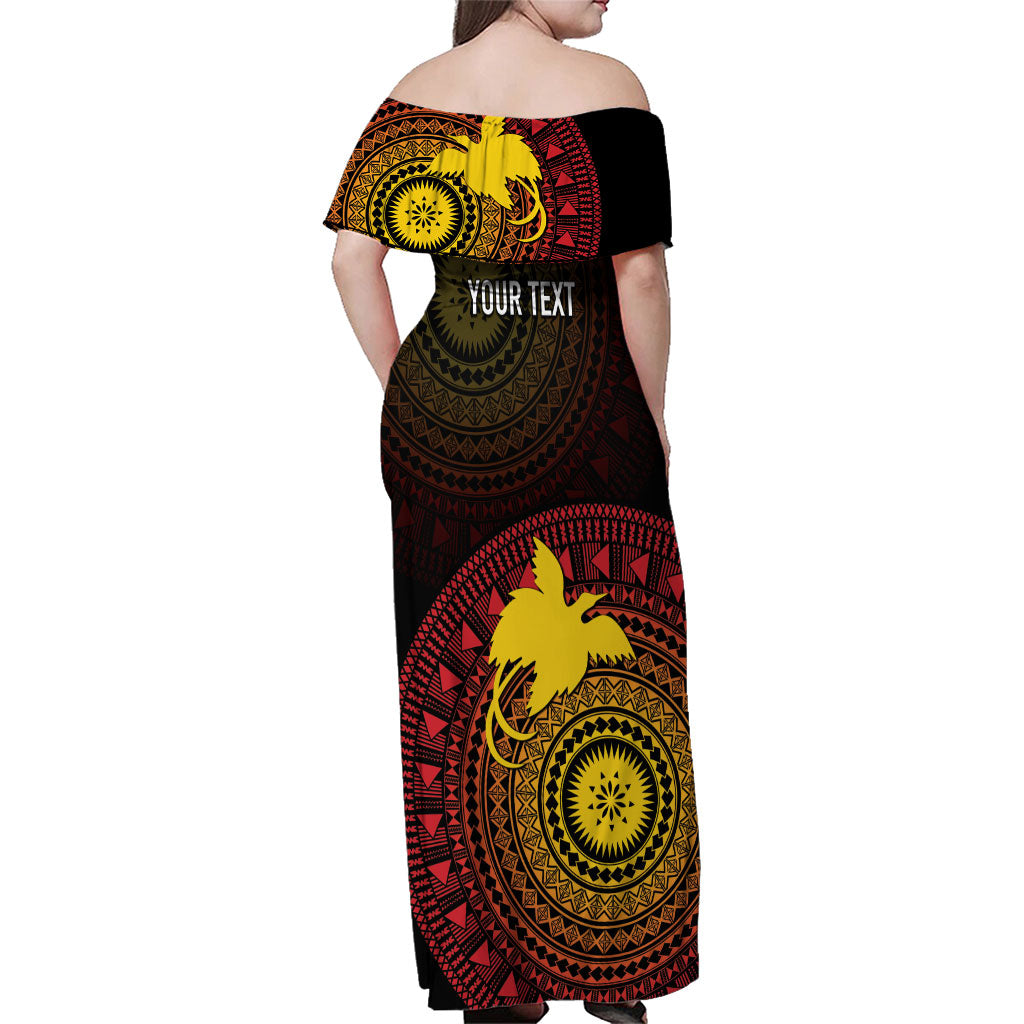 Papua New Guinea Independence Personalized Family Matching Off Shoulder Maxi Dress and Hawaiian Shirt Tapa Circle LT7 - Polynesian Pride