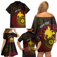 Papua New Guinea Independence Personalized Family Matching Off Shoulder Short Dress and Hawaiian Shirt Tapa Circle LT7 - Polynesian Pride