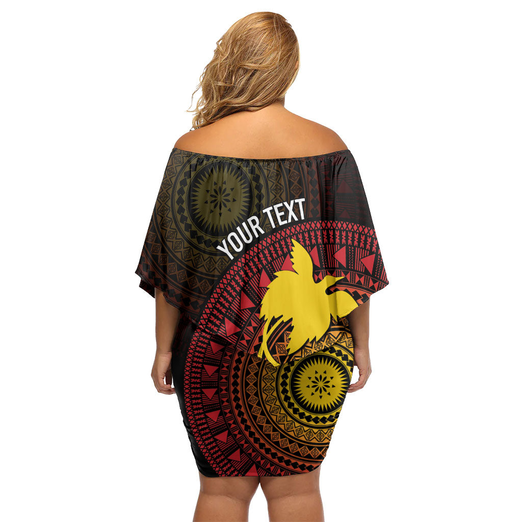 Papua New Guinea Independence Personalized Family Matching Off Shoulder Short Dress and Hawaiian Shirt Tapa Circle LT7 - Polynesian Pride