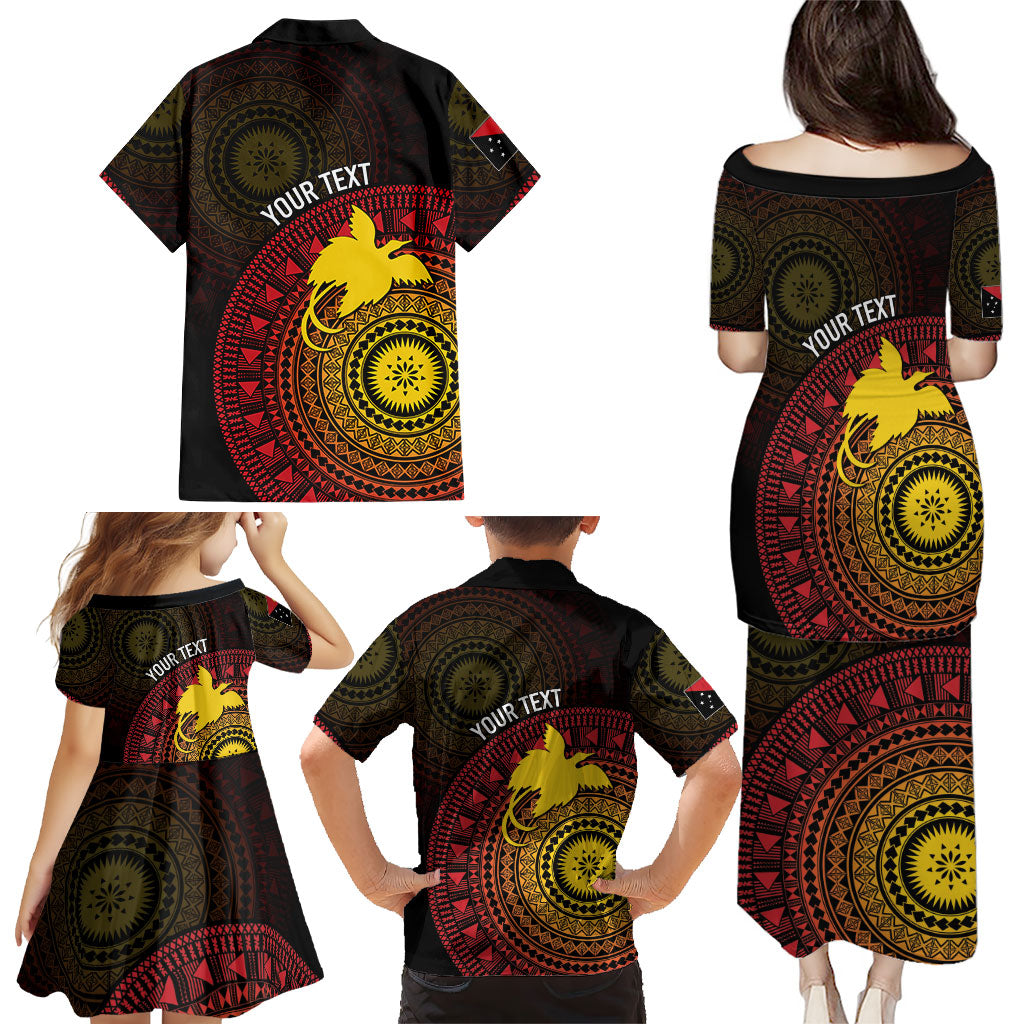 Papua New Guinea Independence Personalized Family Matching Puletasi and Hawaiian Shirt Tapa Circle LT7 - Polynesian Pride