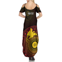 Papua New Guinea Independence Personalized Family Matching Summer Maxi Dress and Hawaiian Shirt Tapa Circle LT7 - Polynesian Pride