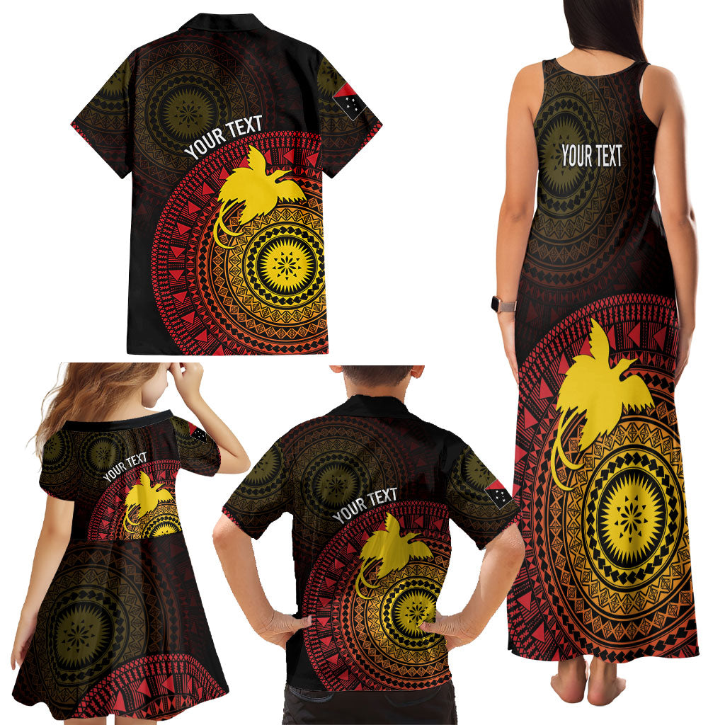 Papua New Guinea Independence Personalized Family Matching Tank Maxi Dress and Hawaiian Shirt Tapa Circle LT7 - Polynesian Pride