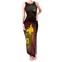 Papua New Guinea Independence Personalized Family Matching Tank Maxi Dress and Hawaiian Shirt Tapa Circle LT7 Mom's Dress Black - Polynesian Pride