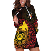 Papua New Guinea Independence Personalized Hoodie Dress Tapa Circle LT7 Black - Polynesian Pride