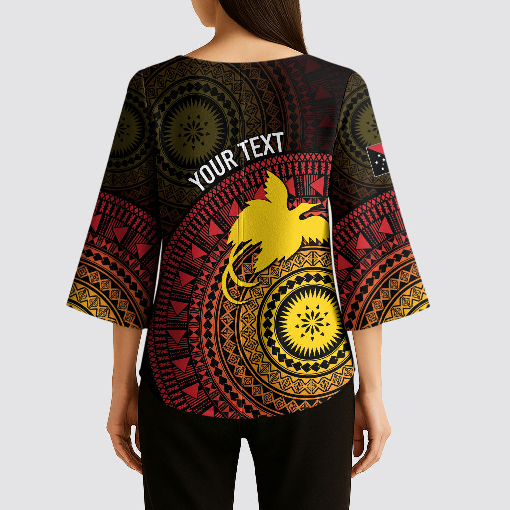 Papua New Guinea Independence Personalized Kimono Sleeve Blouse Tapa Circle