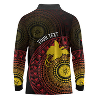 Papua New Guinea Independence Personalized Long Sleeve Polo Shirt Tapa Circle