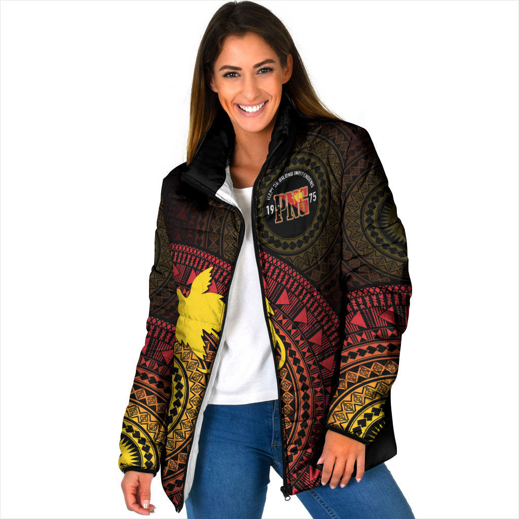 Papua New Guinea Independence Personalized Padded Jacket Tapa Circle