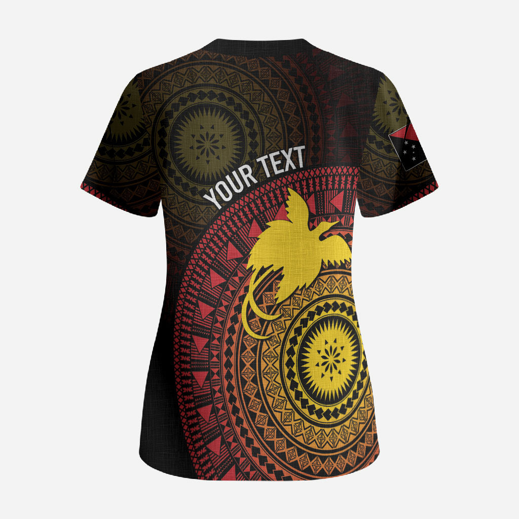 Papua New Guinea Independence Personalized Scrub Top Tapa Circle