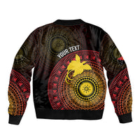 Papua New Guinea Independence Personalized Sleeve Zip Bomber Jacket Tapa Circle