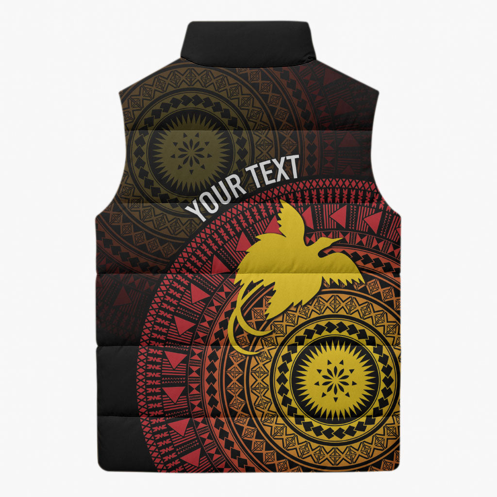 Papua New Guinea Independence Personalized Sleeveless Puffer Jacket Tapa Circle