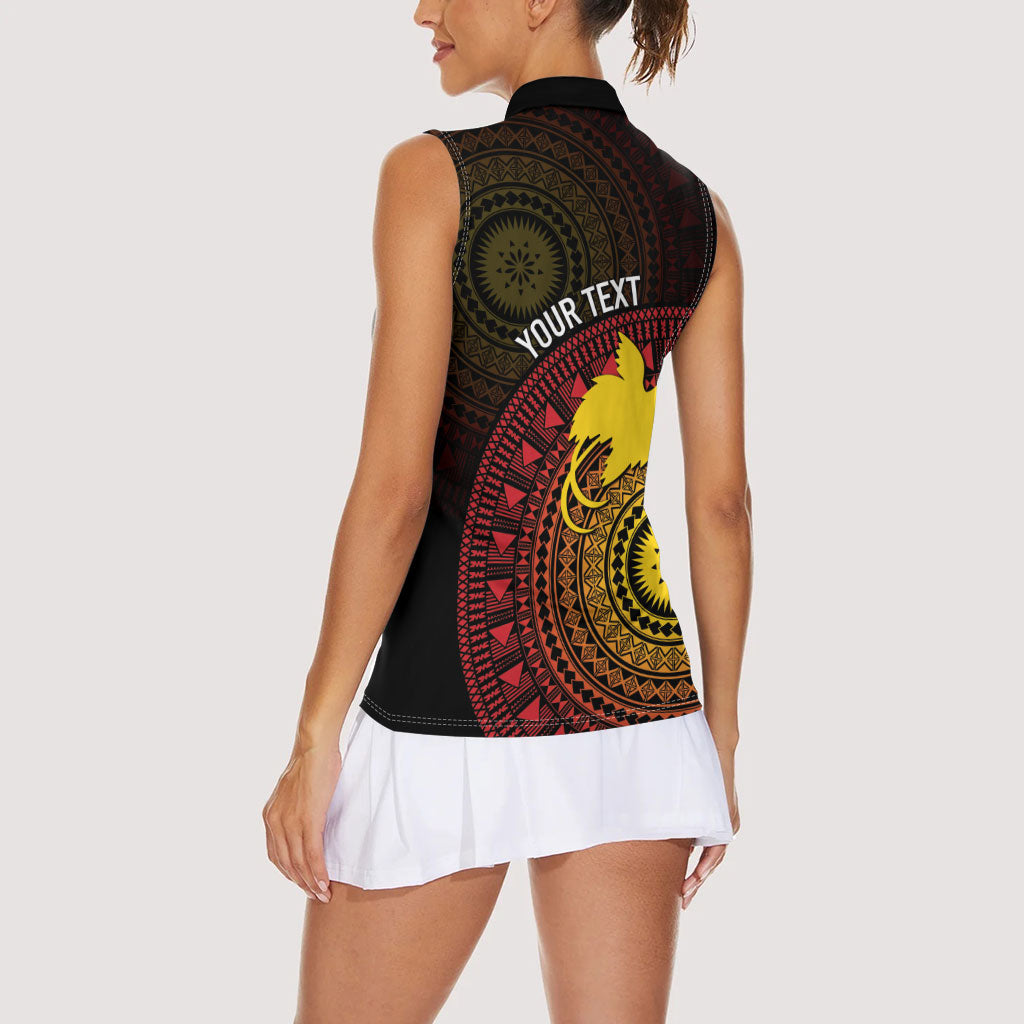 Papua New Guinea Independence Personalized Women Sleeveless Polo Shirt Tapa Circle