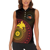 Papua New Guinea Independence Personalized Women Sleeveless Polo Shirt Tapa Circle