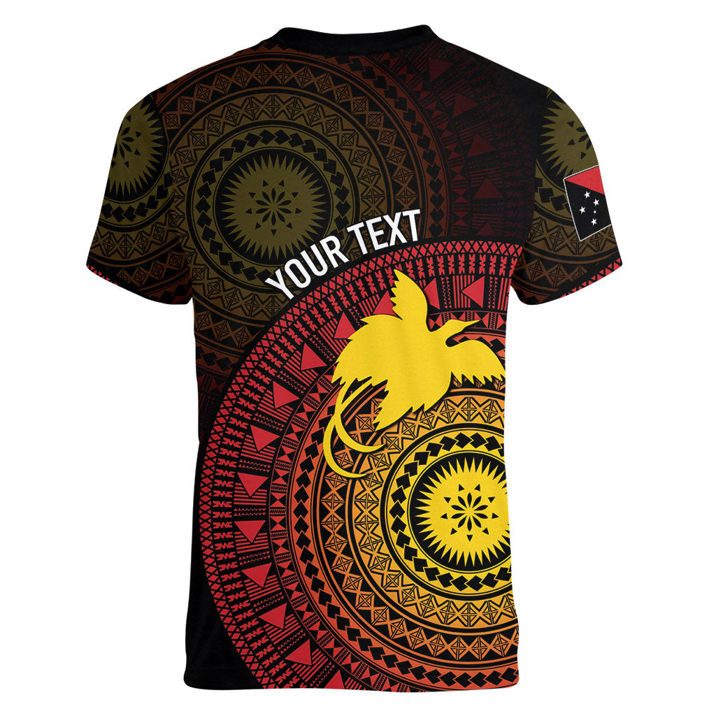Papua New Guinea Independence Personalized Women V-Neck T-Shirt Tapa Circle LT7 - Polynesian Pride