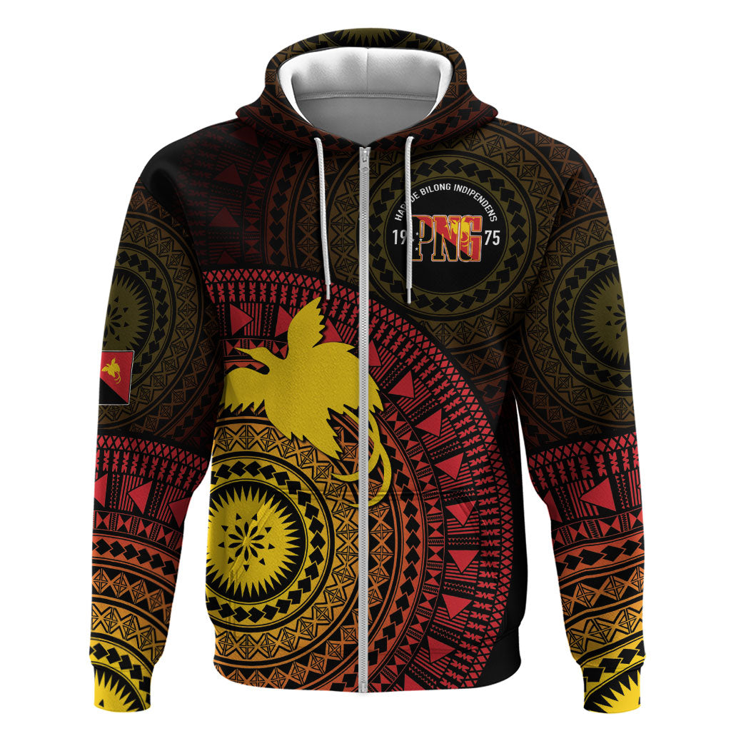 Papua New Guinea Independence Personalized Zip Hoodie Tapa Circle