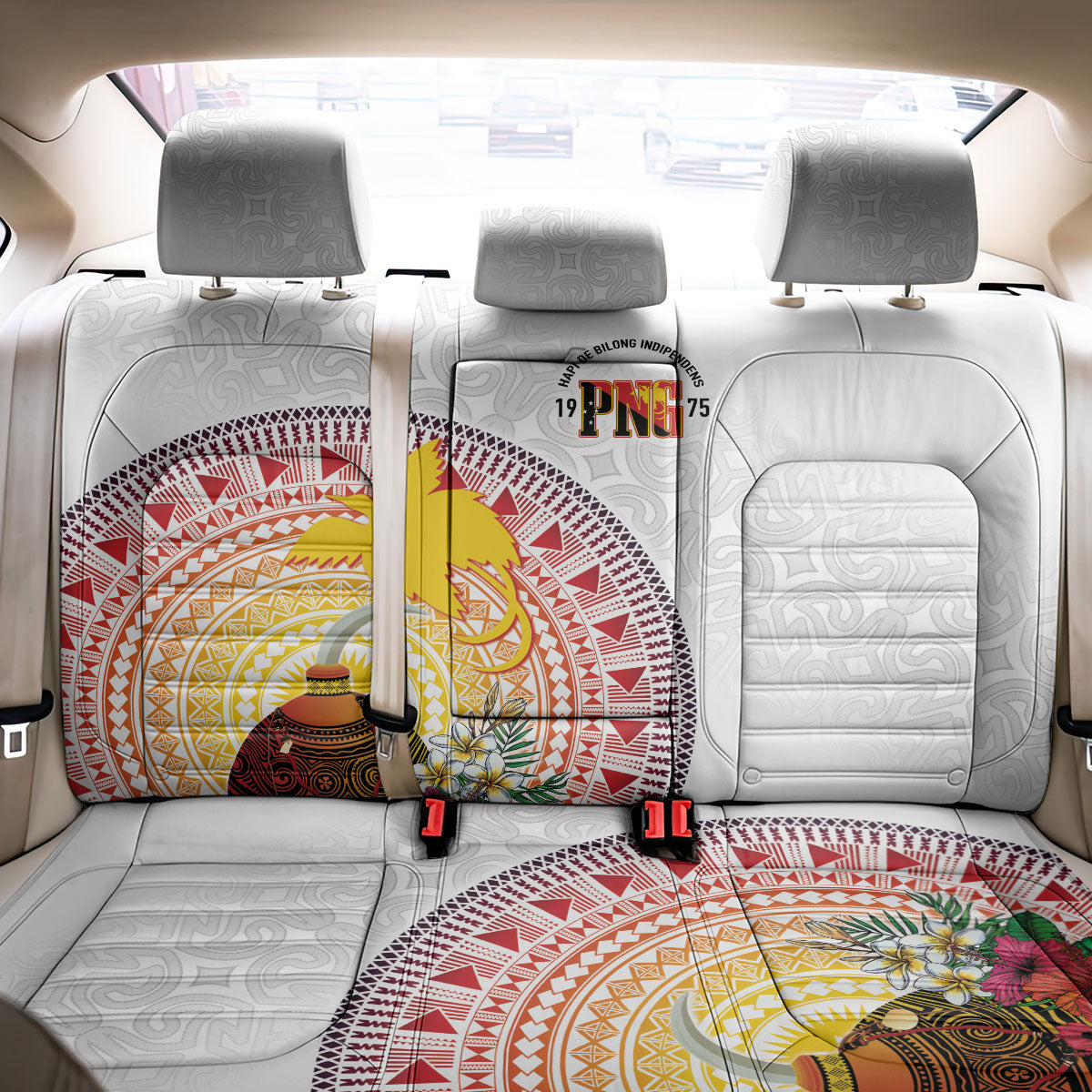 Hapi De Bilong Indipendens Papua New Guinea Back Car Seat Cover PNG Lime Pot LT7 - Polynesian Pride