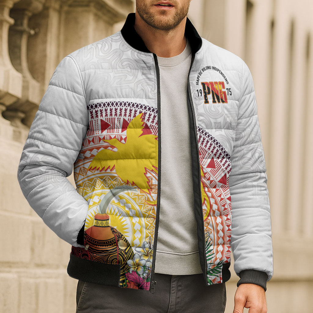 Hapi De Bilong Indipendens Papua New Guinea Bomber Puffer Jacket PNG Lime Pot
