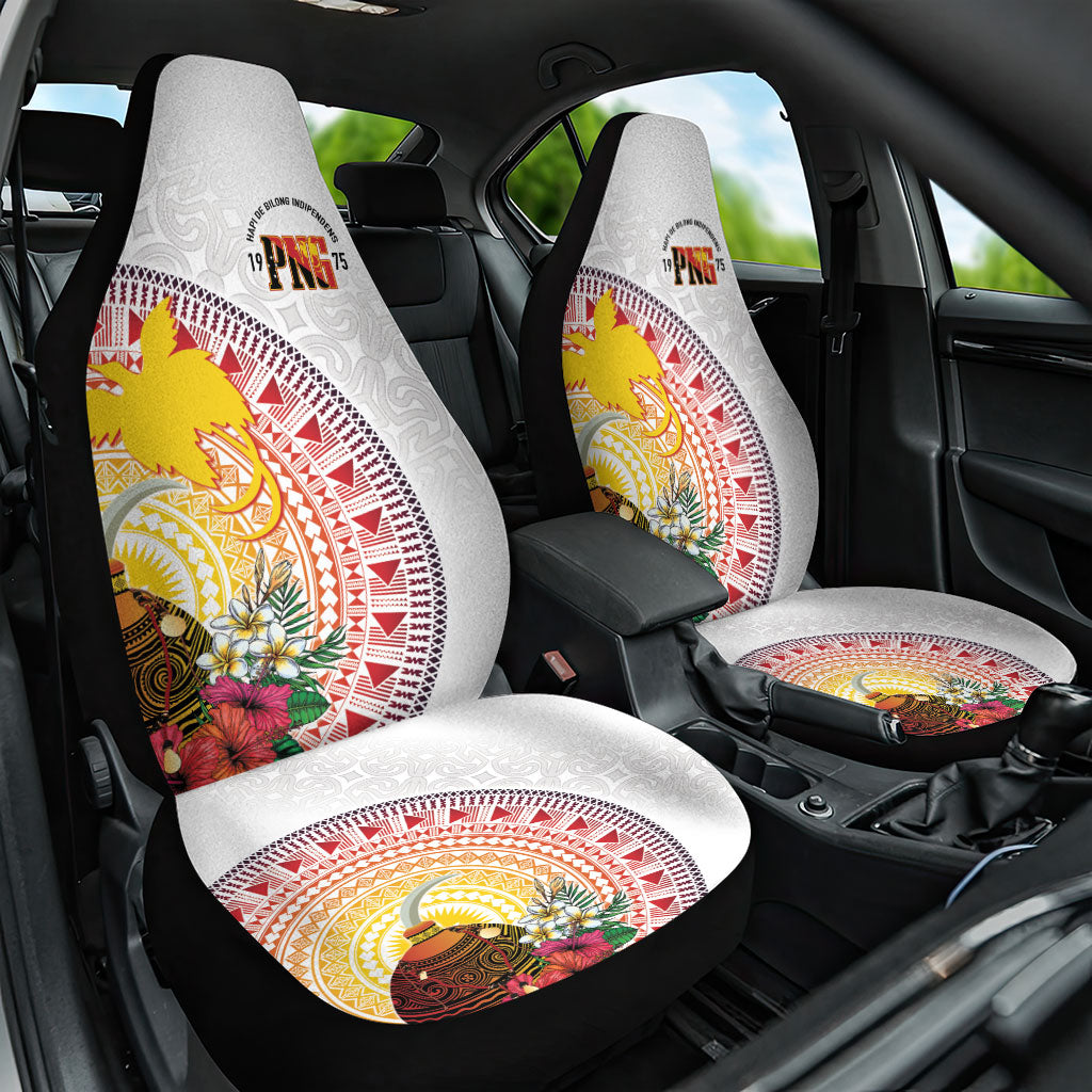 Hapi De Bilong Indipendens Papua New Guinea Car Seat Cover PNG Lime Pot LT7 One Size White - Polynesian Pride