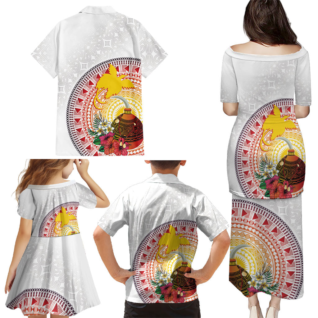 Hapi De Bilong Indipendens Papua New Guinea Family Matching Puletasi and Hawaiian Shirt PNG Lime Pot LT7 - Polynesian Pride