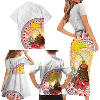 Hapi De Bilong Indipendens Papua New Guinea Family Matching Short Sleeve Bodycon Dress and Hawaiian Shirt PNG Lime Pot LT7 - Polynesian Pride
