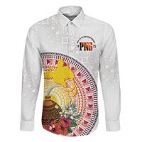 Hapi De Bilong Indipendens Papua New Guinea Family Matching Tank Maxi Dress and Hawaiian Shirt PNG Lime Pot LT7 Dad's Shirt - Long Sleeve White - Polynesian Pride