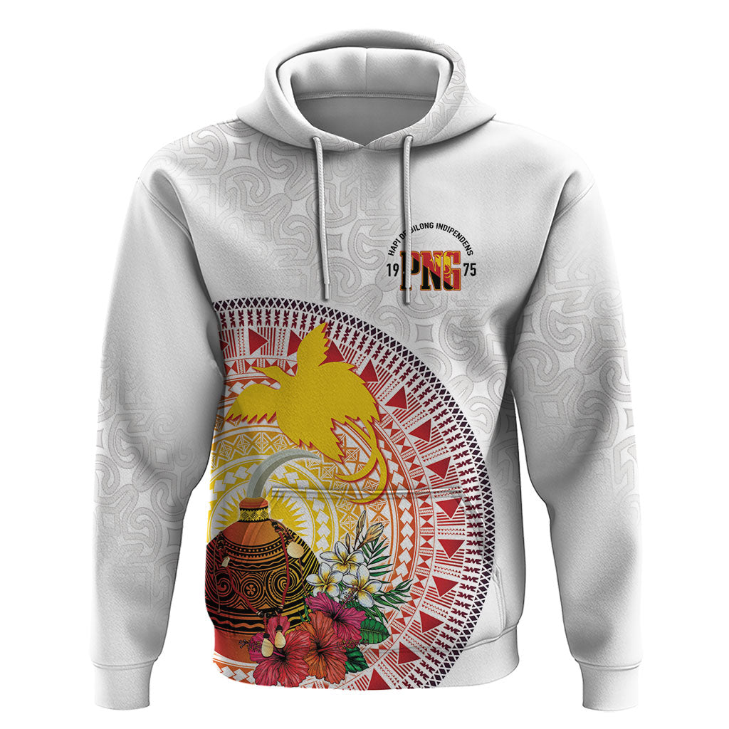 Hapi De Bilong Indipendens Papua New Guinea Hoodie PNG Lime Pot LT7 Pullover Hoodie White - Polynesian Pride