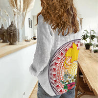 Hapi De Bilong Indipendens Papua New Guinea Women Casual Shirt PNG Lime Pot LT7 - Polynesian Pride