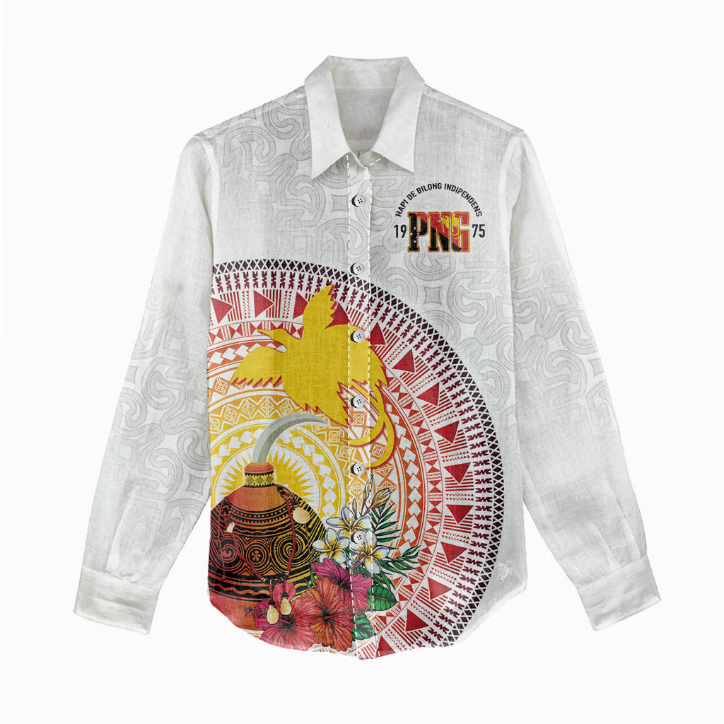 Hapi De Bilong Indipendens Papua New Guinea Women Casual Shirt PNG Lime Pot LT7 - Polynesian Pride