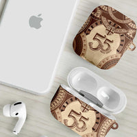 Bula Fiji Day 55th Anniversary Masi Tapa AirPods Case Emerald Jubilee - Beige - Polynesian Pride