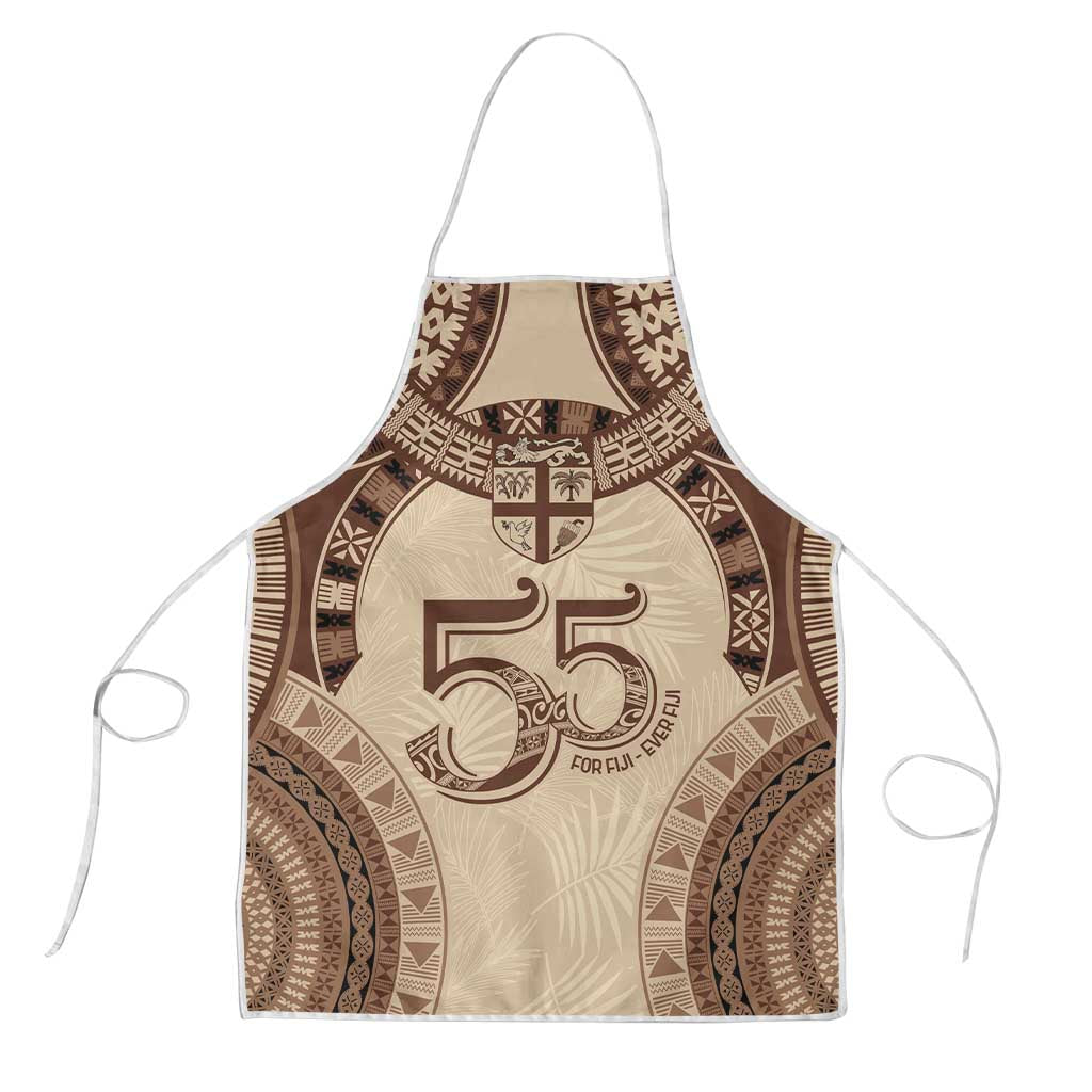 Bula Fiji Day 55th Anniversary Masi Tapa Apron Emerald Jubilee - Beige - Polynesian Pride