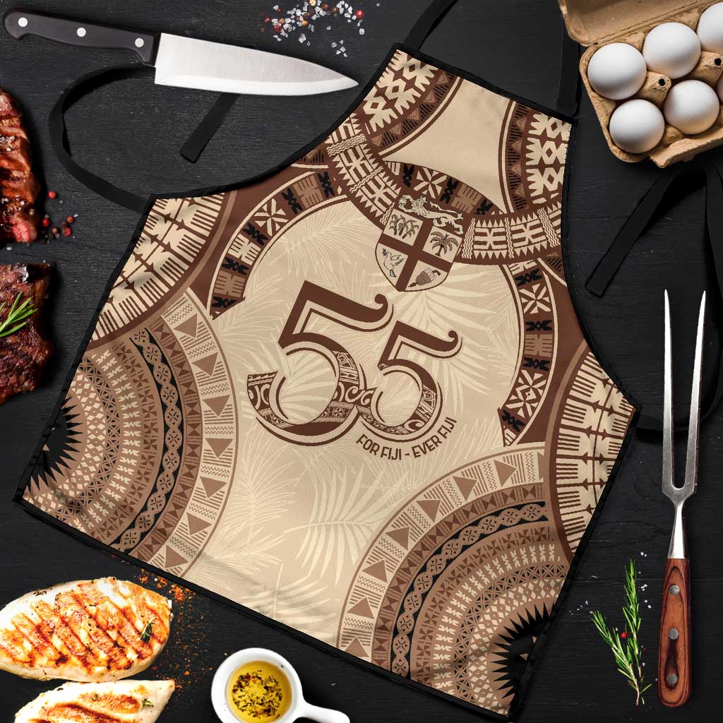 Bula Fiji Day 55th Anniversary Masi Tapa Apron Emerald Jubilee - Beige - Polynesian Pride