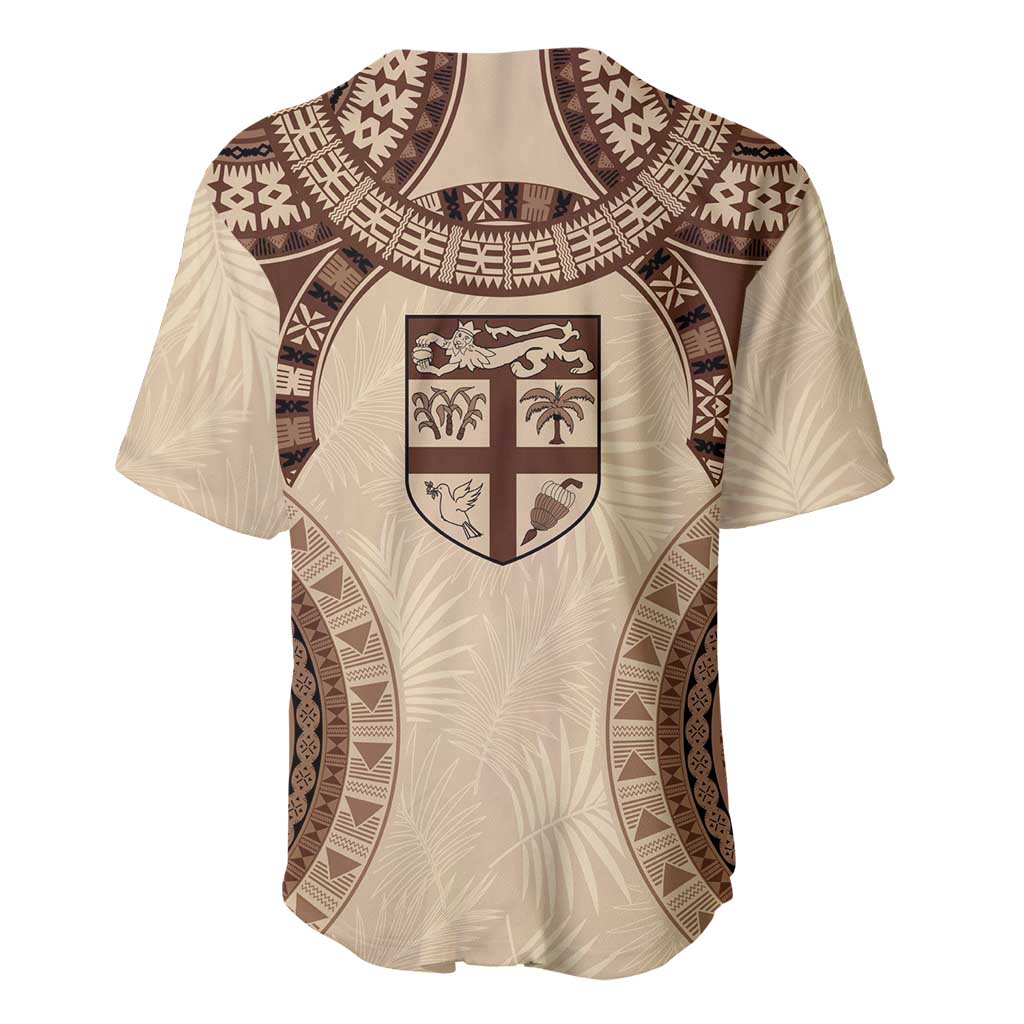 Bula Fiji Day 55th Anniversary Masi Tapa Baseball Jersey Emerald Jubilee - Beige - Polynesian Pride