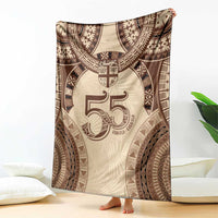 Bula Fiji Day 55th Anniversary Masi Tapa Blanket Emerald Jubilee - Beige LT7 - Polynesian Pride